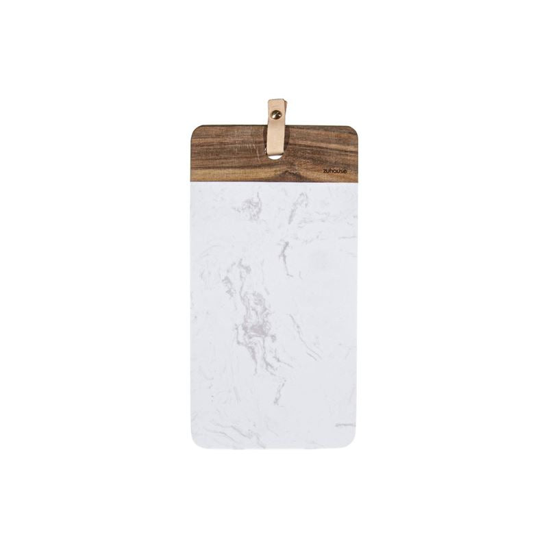 Scandi Faux Marble & Acacia Serving Board