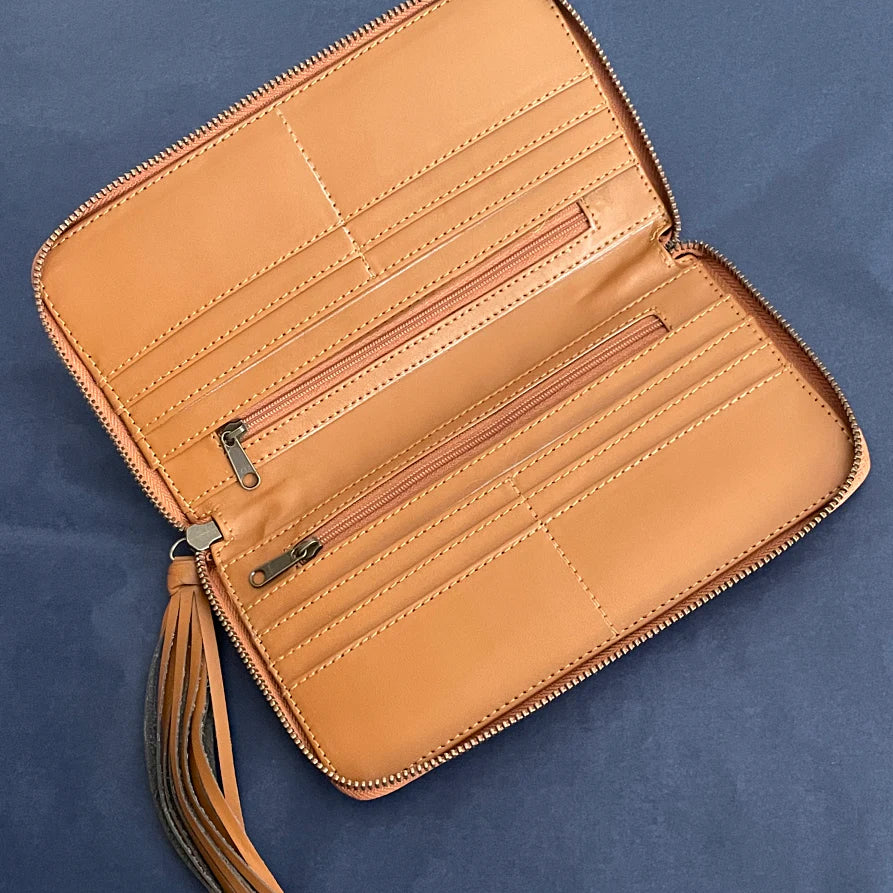 GEORGIE: Vegan Leather Wallet/Clutch Amber - MINDFUL STEPS