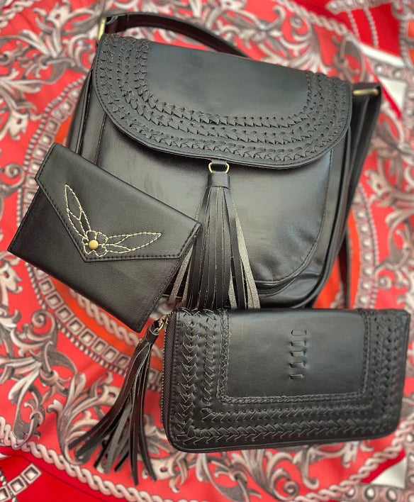 Georgie Vegan Black Leather Wallet- MINDFUL STEPS