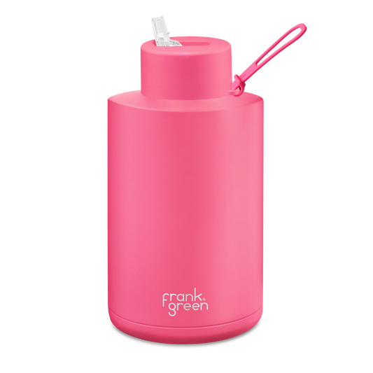 Neon Pink Ceramic Reusable Bottle 68oz/2,000ml - Frank Green