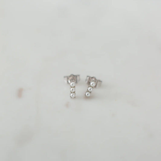 Pearl Bar Studs (Sliver) - SOPHIE