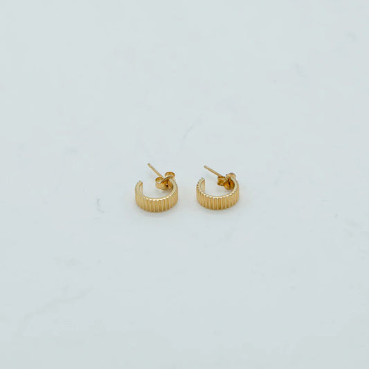 Lined Hoop Studs (Gold) - SOPHIE