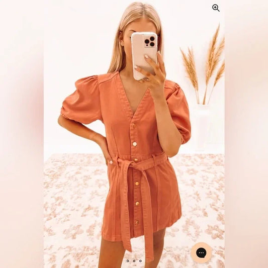 Sonny Denim Dress Copper Wash - ENA PELLY